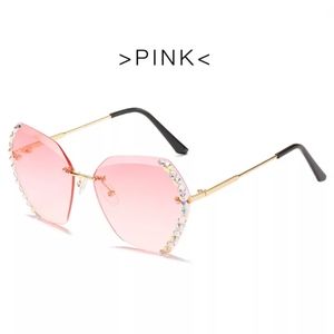 Fashion Bling Sunglasses Vintage diamond Women Rimless Metal Sun Glasses